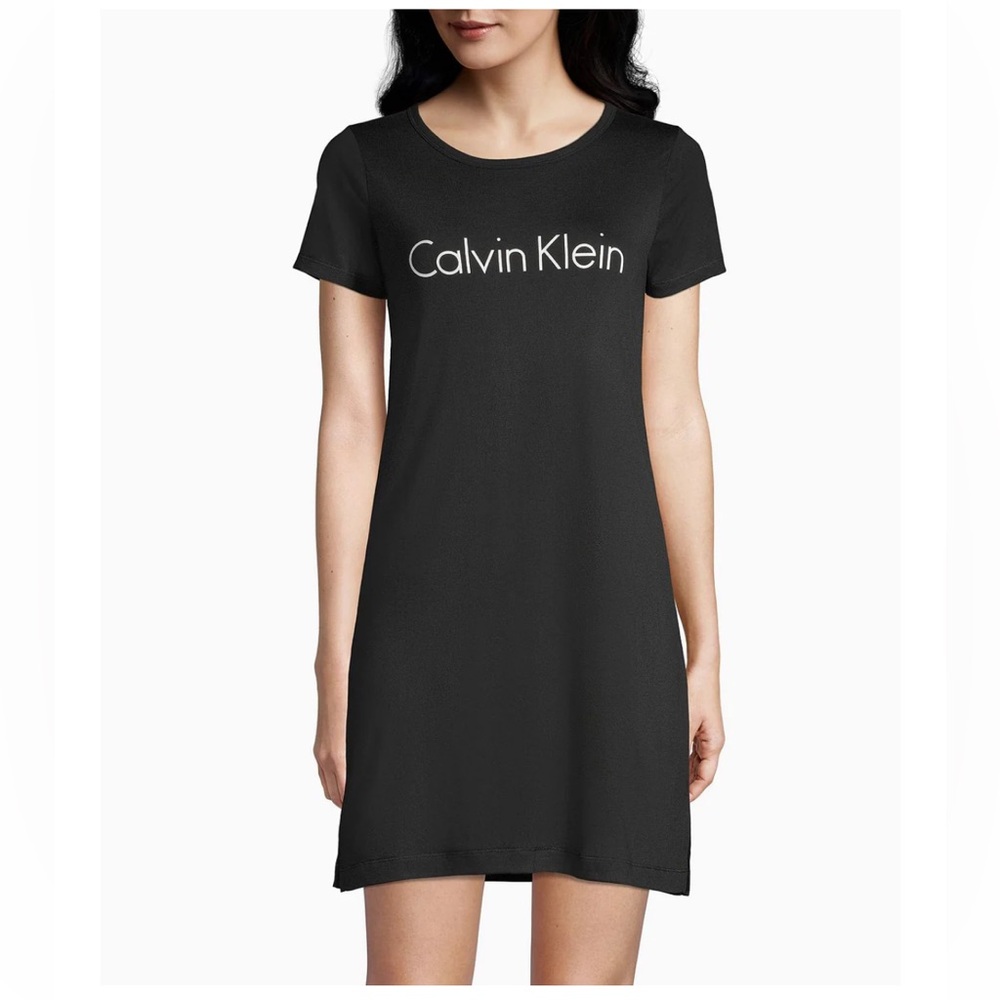 Calvin Klein Black Sleepshirt with White Logo nightgown lounge wear